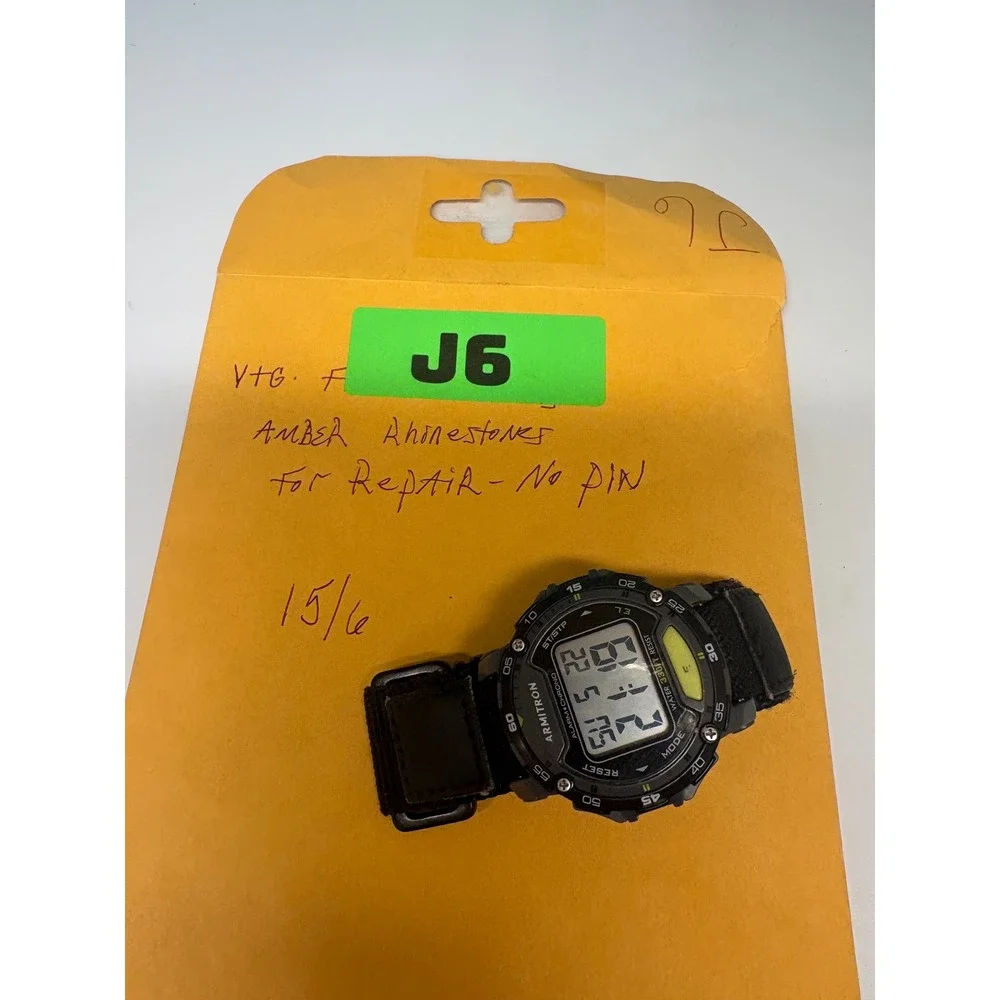 Armitron Digital Sport Watch Black Nylon Strap 330FT Water Resist Alarm Chrono